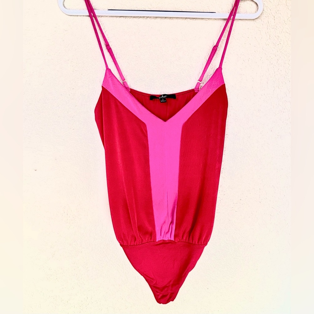 Lulus Women’s Sleeveless Bodysuit Vibrant Pink and Red Size Medium